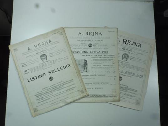 A. Rejna. Listino selleria, giugno 1924 - copertina