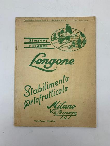 Longone. Stabilimento ortofrutticolo, Milano. Sementi e piante (catalogo) - copertina