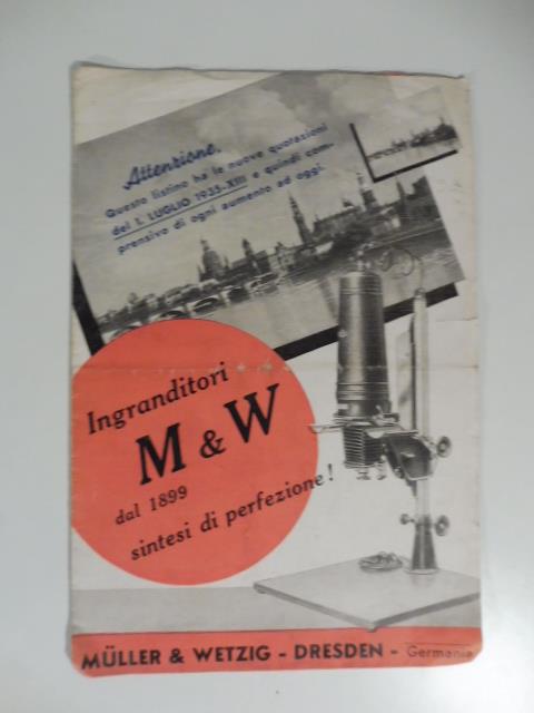 Ingranditori M & W dal 1899 sintesi di perfezione. Muller & Wetzig, Dresden - copertina