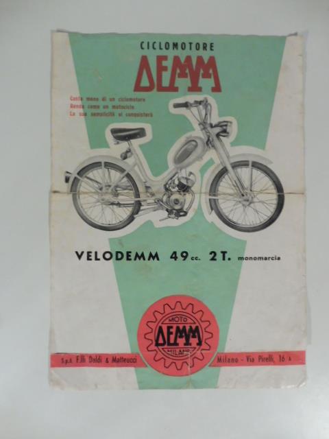 Ciclomotore Demm. Velodemm 49cc. Foglietto pubblicitario - copertina