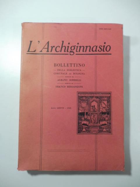 L' Archiginnasio. Anno LXXVII, 1982 - copertina