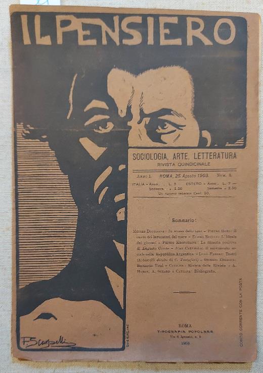 Il Pensiero. Rivista quindicinale di sociologia, arte e letteratura, Roma, 25 agosto 1903, num. 3 - copertina