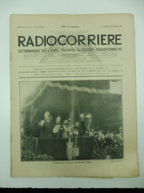 Radiocorriere. Settimanale dell'Ente Italiano audizioni radiofoniche, anno VIII, n. 23 - copertina