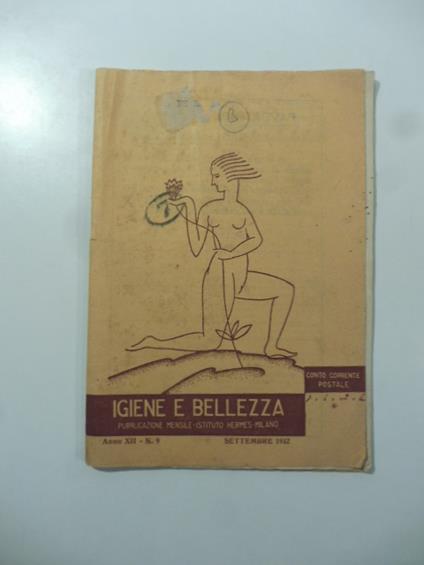 Igiene e bellezza. Pubblicazione mensile Istituto Hermes, Milano, settembre 1932 - copertina