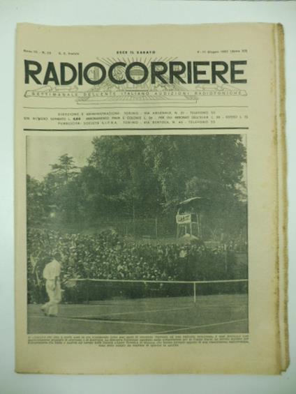 Radiocorriere. Settimanale dell'Ente Italiano audizioni radiofoniche, anno IX, n. 23 - copertina