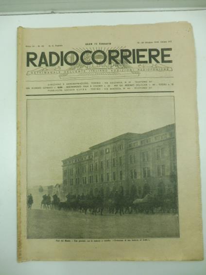 Radiocorriere. Settimanale dell'Ente Italiano audizioni radiofoniche, anno IX, n. 42 - copertina