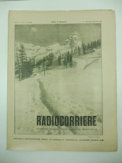 Radiocorriere. Settimanale dell'Ente Italiano audizioni radiofoniche, anno IX, n. 51 - copertina