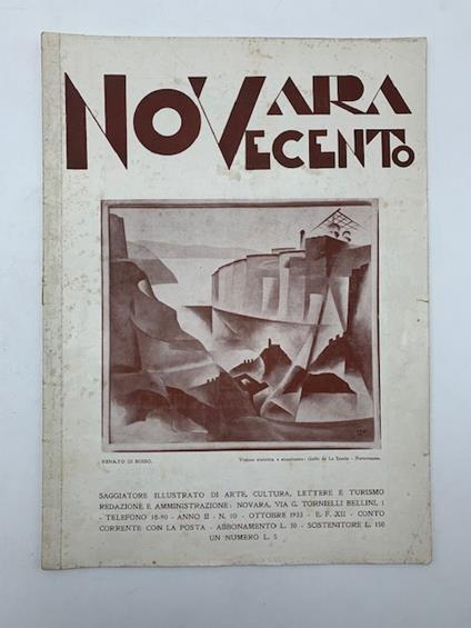 Novara Novecento. Saggiatore mensile illustrato d'arte, cultura, lettere e turismo, anno II, ottobre 1933 - copertina