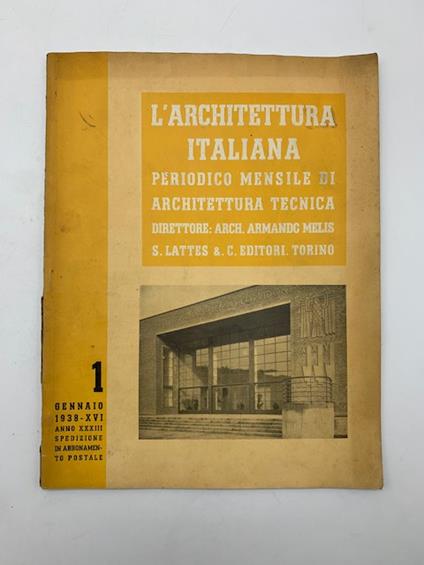 L' architettura italiana. Periodico mensile di architettura tecnica, 1, gennaio 1938 - copertina