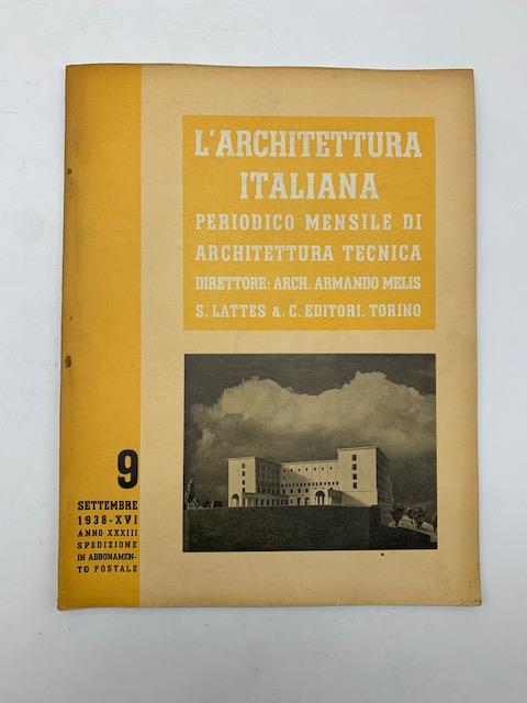 L' architettura italiana. Periodico mensile di architettura tecnica, 9, settembre 1938 - copertina