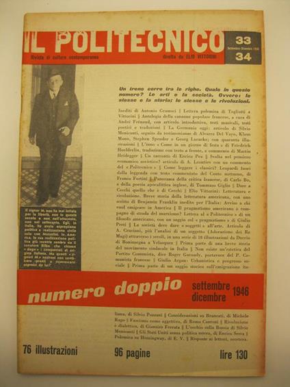 Il politecnico. Rivista di cultura contemporanea diretta da Elio Vittorini. N. 33 - 34. Settembre - ottobre 1946 - copertina