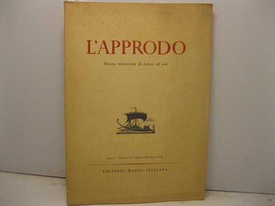 L' approdo. Rivista trimestrale di lettere ed arti. Anno I, numero 4, ottobre-dicembre 1952 - copertina