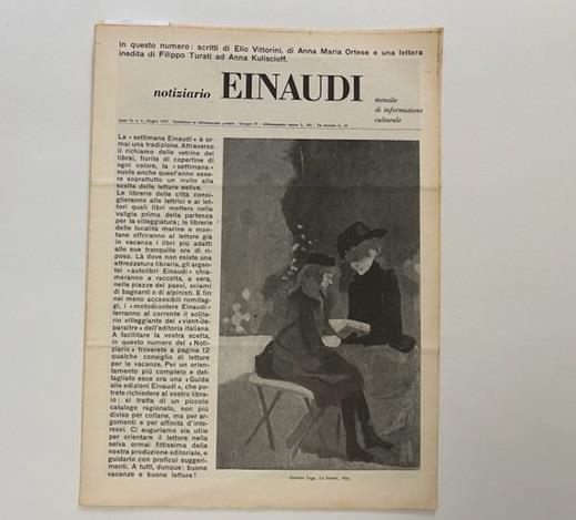 Notiziario Einaudi. Mensile di informazione culturale, anno II, n. 6, Giugno 1953 - copertina