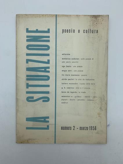 La situazione. Poesia e cultura, numero 2, marzo 1958 - copertina