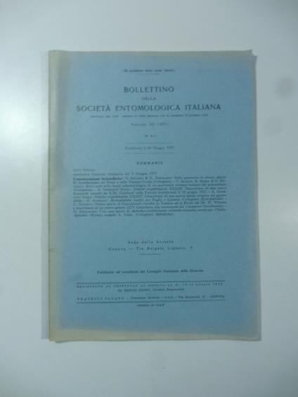 Bollettino della Societa' entomologica italiana, volume 105, n. 4-6, 1973 - copertina