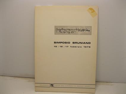 Simposio bruniano 15/16/17 febbraio 1975 - copertina