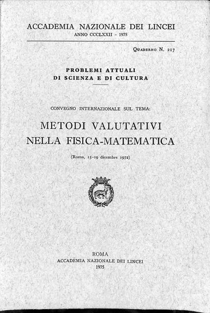 Metodi valutativi nella fisica-matematica - copertina