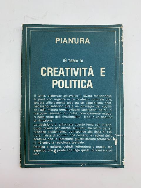 Pianura, n. 3, ottobre 1977. Atti dell'incontro su Creativita' e politica - copertina