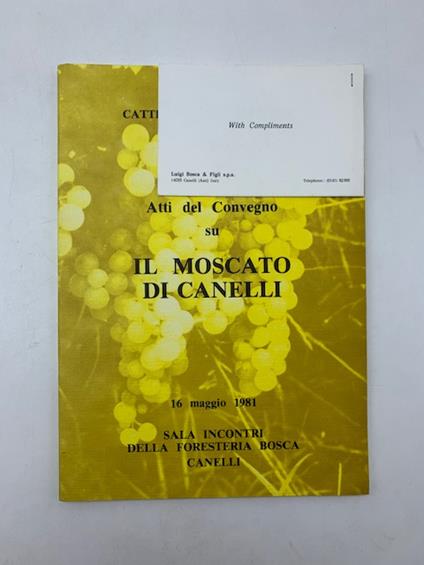 Atti del Convegno su il Moscato di Canelli 16 maggio 1981 - copertina