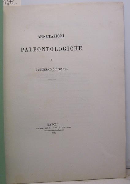 Annotazioni paleontologiche - Guglielmo Guiscardi - copertina