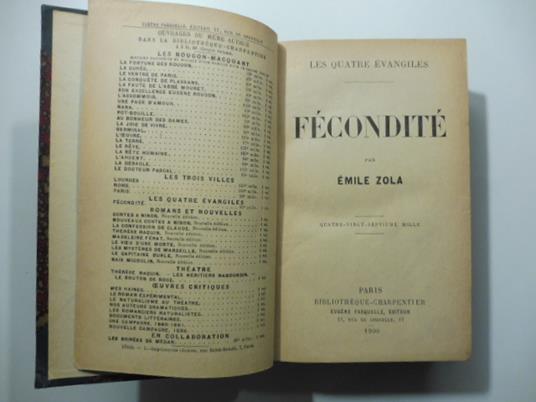 Fecondite' - Zola Émile - copertina