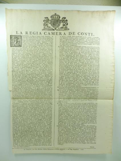 La Regia Camera de Conti. Essendoci da Signori Conte Carlo Antonio & Giuseppe fratelli Bormioli stata sporta supplica... hanno essi Supplicanti determinato di continuare in essa impresa per gli anni sei susseguenti dal 1730 al 1735.. - copertina