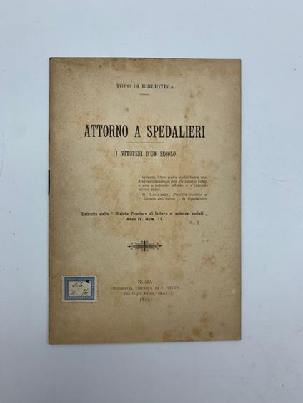 Attorno a Spedalieri. I vituperi d'un secolo - copertina