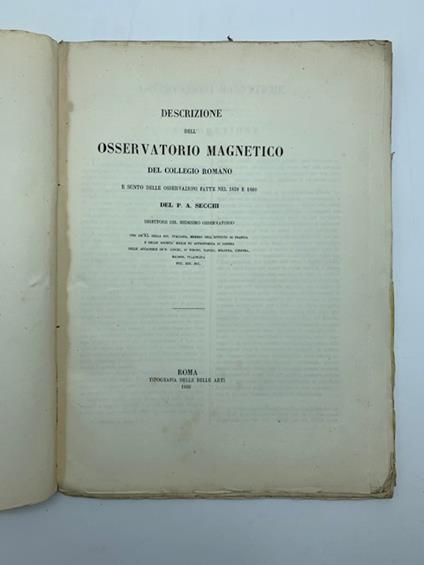 Descrizione dell'Osservatorio magnetico del Collegio romano e sunto delle osservazioni fatte nel 1859 e 1860 - copertina