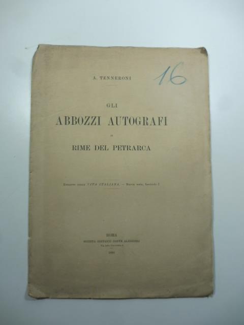 Gli abbozzi autografi di Rime del Petrarca - copertina