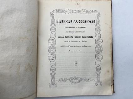 Barbera Alessandro Pinerolese di Macello per essere addottorato nella Facolta' Medico-Chirurgica. Degli effetti della luce sull'occhio - copertina