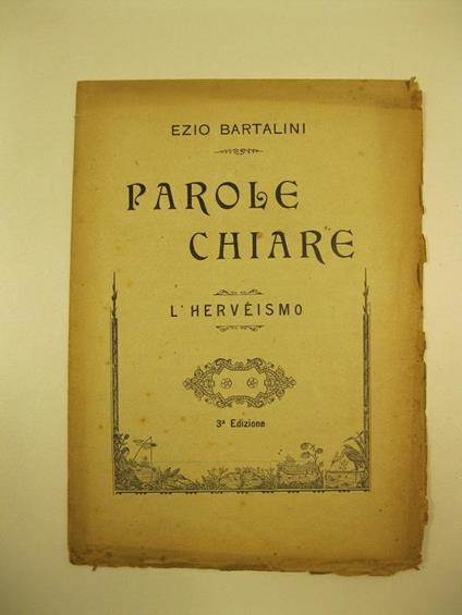 Parole chiare. L'herve'ismo. 3o edizione - copertina