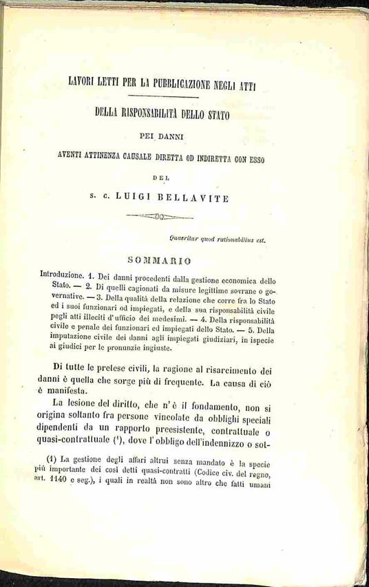 Della responsabilita' dello Stato pei danni aventi attinenzacausale diretta o indiretta con esso - copertina