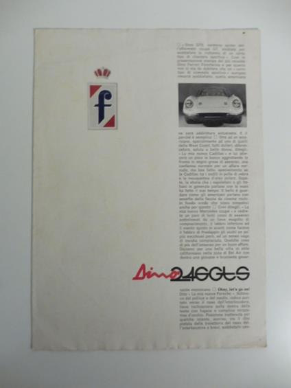 Ferrari Dino246 GTS Pininfarina. Manifesto pubblicitario - copertina