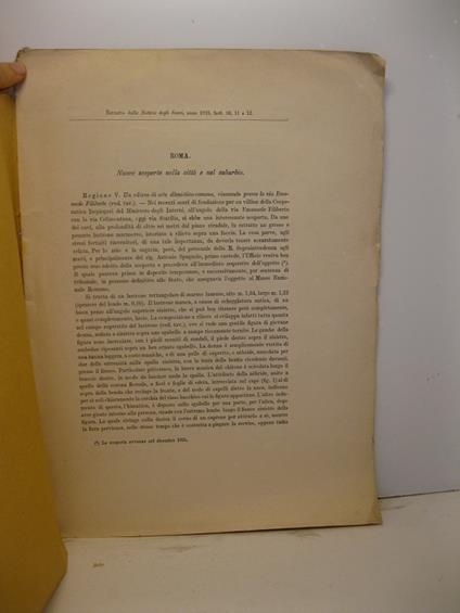 Roma. Nuove scoperte nella citta' e nel suburbio - copertina