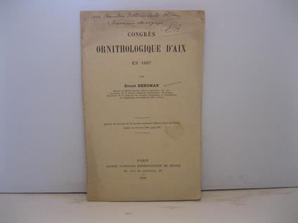 Congres Ornithologique d'Aix en 1897 par Ernest Bergman - copertina