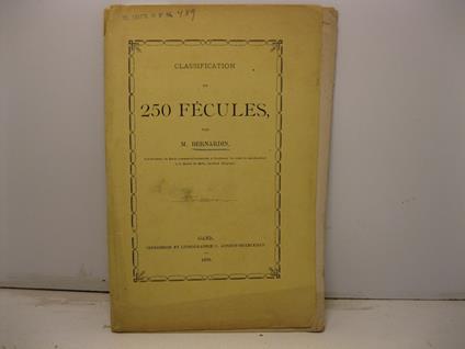 Classification de 250 fe'cules - copertina