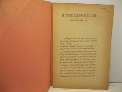 Le scoperte archeologiche del Veneto durante l'anno 1886 - copertina