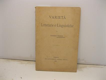 Varieta' letterarie e linguistiche - copertina