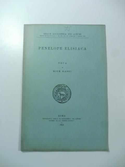 Penelope elisiaca. Nota - copertina