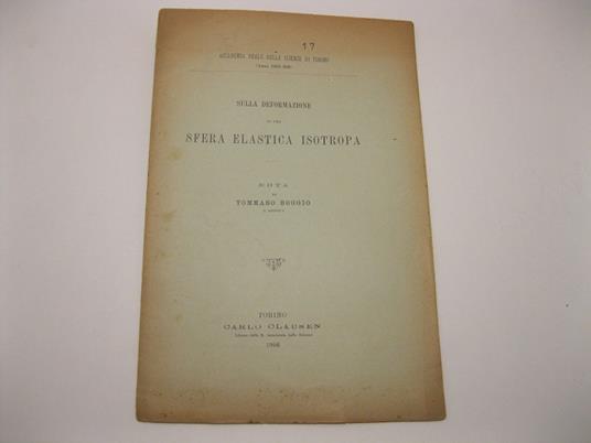 Sulla deformazione di una sfera elastica isotropa. Nota - copertina