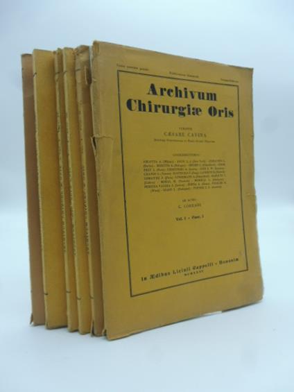 Archivum Chirurgiae Oris. Vol. I. Fascicoli I-II-III-IV-V-VI (1930-1932) - copertina