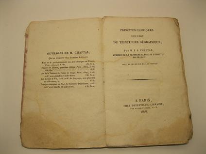 Principes chimiques sur l'art du teinturier-degraisseur avec planche en taille-douce - copertina