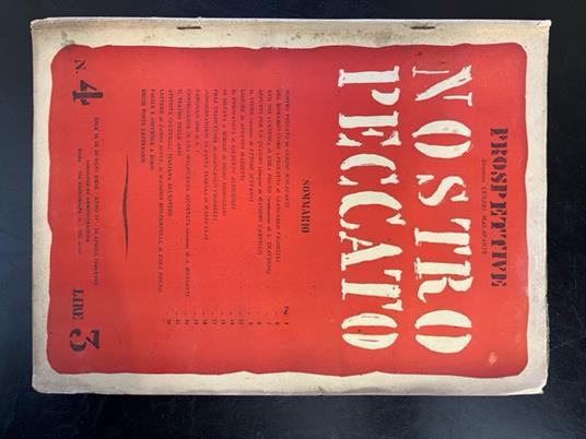 Prospettive. Direttore Curzio Malaparte. Nostro peccato. N. 4, anno IV, 15 aprile 1940 - copertina