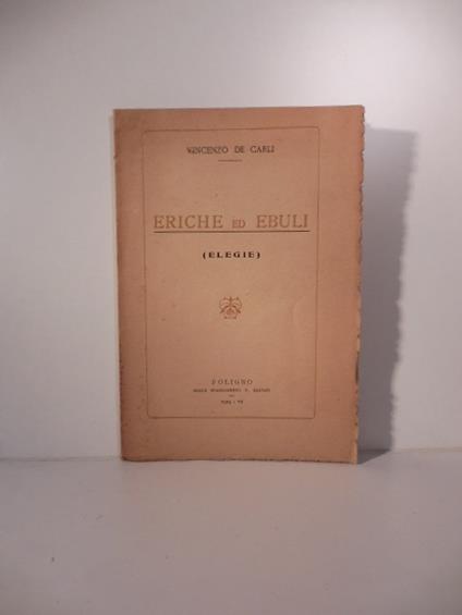 Eriche ed ebuli (elegie) - copertina