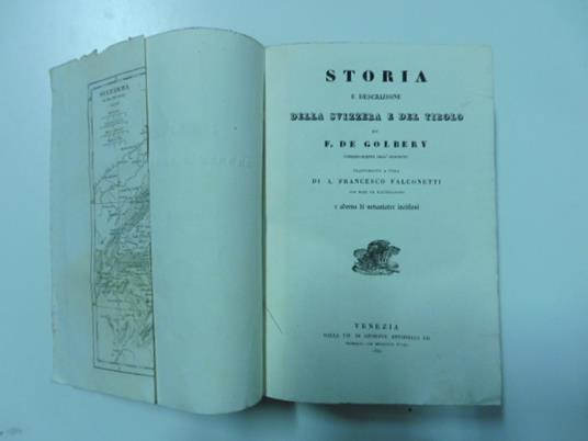 Storia e descrizione della Svizzera e del Tirolo. Traduzione a cura di A. Francesco Falconetti con note ed illustrazioni e adorna di novantatre' incisioni - copertina