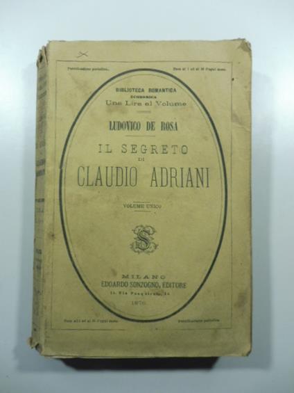 Il segreto di Claudio Adriani - copertina