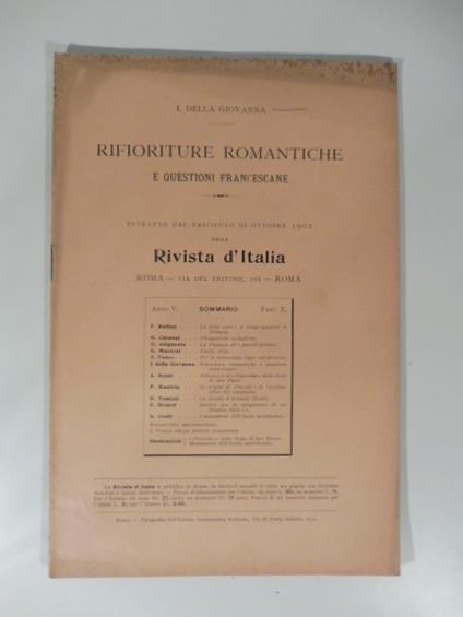 Rifioriture romantiche e questioni francescane - copertina