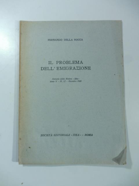 il problema dell'emigrazione - copertina