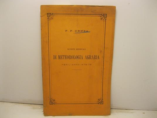 Riviste mensuali di meteorologia agraria per l'anno 1875-76 - copertina