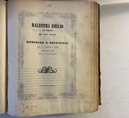 Balestra Emilio da Torino per essere laureato in Medicina e Chirurgia. Della ginnastica applicata all'ortopedia - copertina